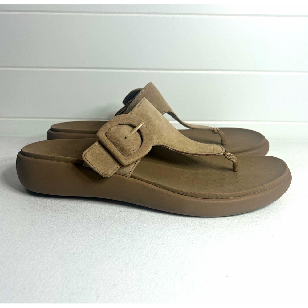 Vionic Women’s Recovery Sandals Size 9.5 M Taupe Suede Thong Buckle Comfort